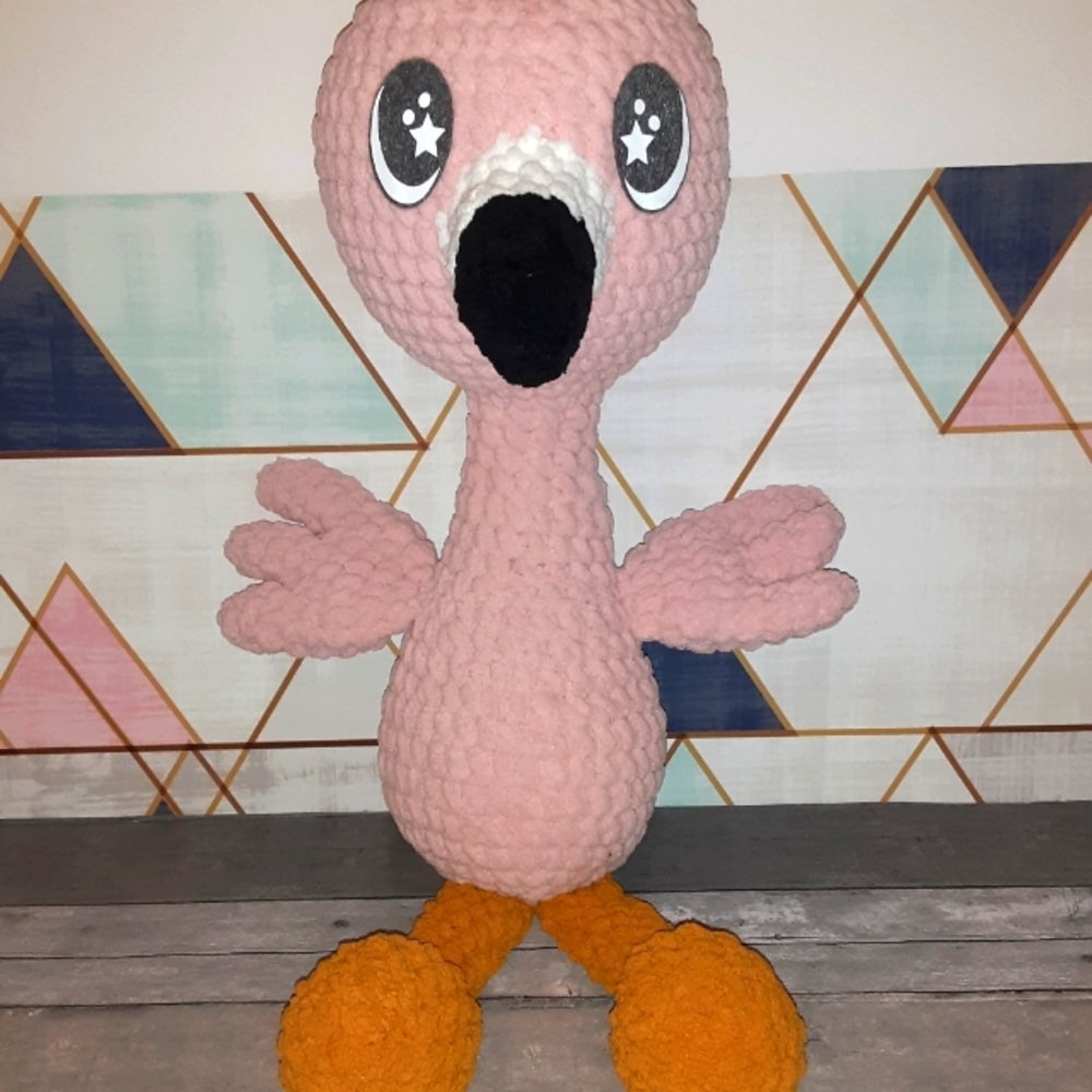 Handmade crochet stuffed flamingo 22inches